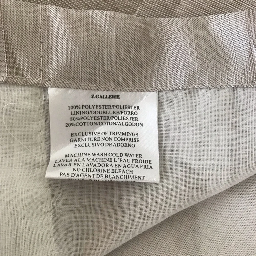 Z Gallerie Drapes. Set of 2 panels. Silver Grommet Top. EUC